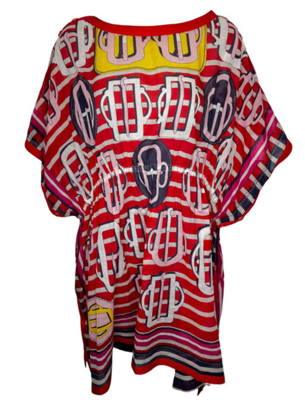 Hermes Vintage Geometric Cotton Cover-Up Kaftan